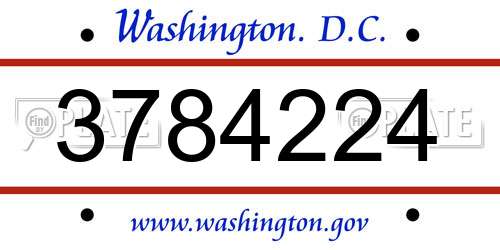 3784224 District Of Columbia License Plate