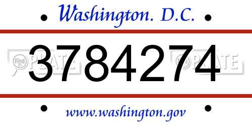 3784274 District Of Columbia License Plate