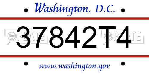 37842T4 District Of Columbia License Plate