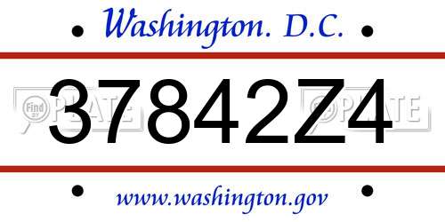 37842Z4 District Of Columbia License Plate
