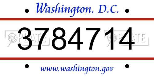 3784714 District Of Columbia License Plate