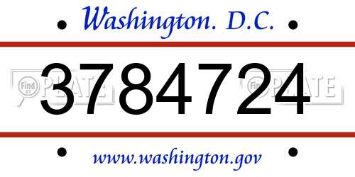 3784724 District Of Columbia License Plate