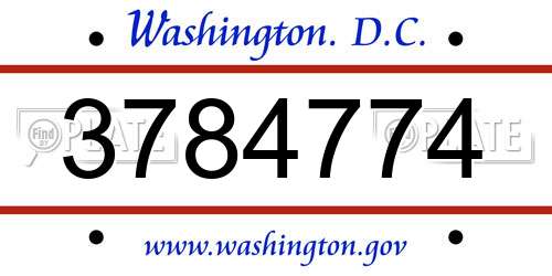3784774 District Of Columbia License Plate