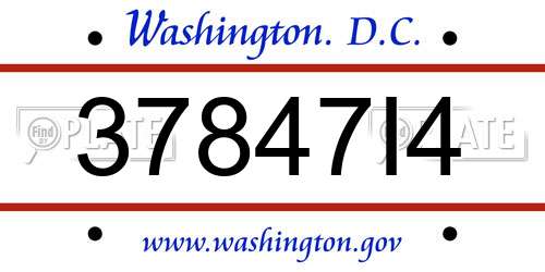 37847I4 District Of Columbia License Plate