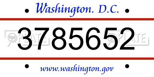 3785652 District Of Columbia License Plate