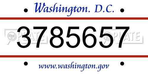 3785657 District Of Columbia License Plate