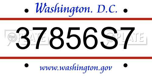37856S7 District Of Columbia License Plate