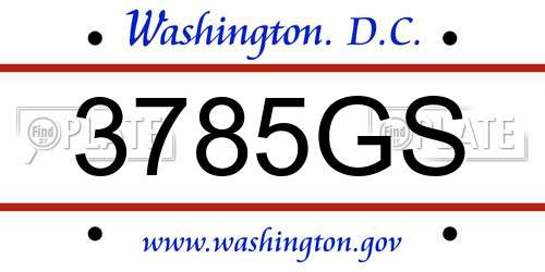 3785GS District Of Columbia License Plate