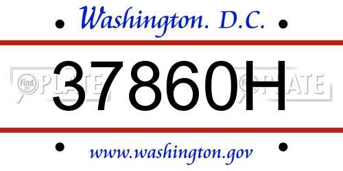 37860H District Of Columbia License Plate