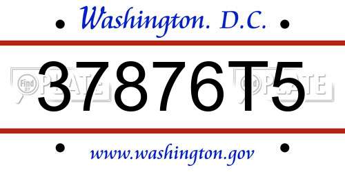 37876T5 District Of Columbia License Plate