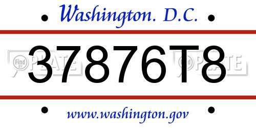 37876T8 District Of Columbia License Plate