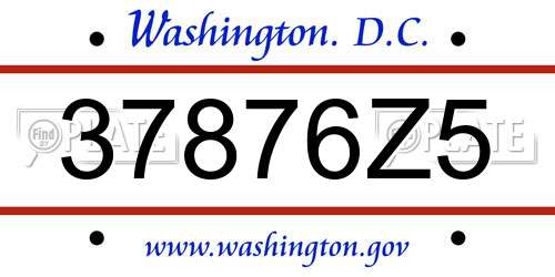 37876Z5 District Of Columbia License Plate