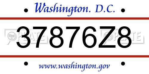37876Z8 District Of Columbia License Plate
