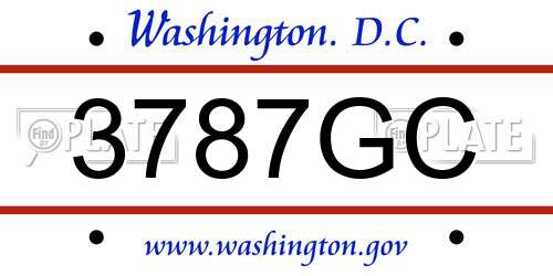 3787GC District Of Columbia License Plate