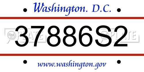 37886S2 District Of Columbia License Plate