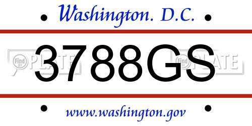 3788GS District Of Columbia License Plate