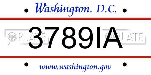 3789IA District Of Columbia License Plate