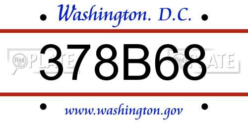 378B68 District Of Columbia License Plate