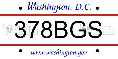 378BGS District Of Columbia License Plate