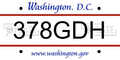 378GDH District Of Columbia License Plate