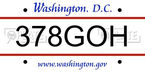 378GOH District Of Columbia License Plate