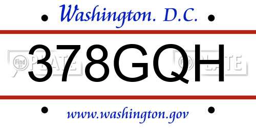 378GQH District Of Columbia License Plate