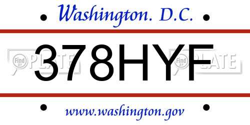 378HYF District Of Columbia License Plate