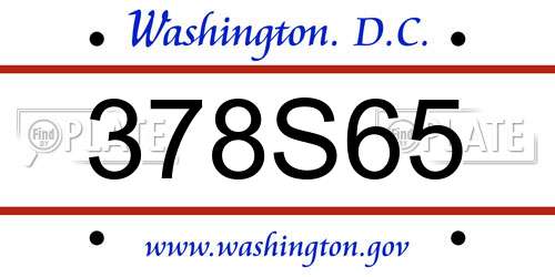 378S65 District Of Columbia License Plate