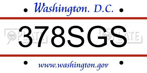 378SGS District Of Columbia License Plate