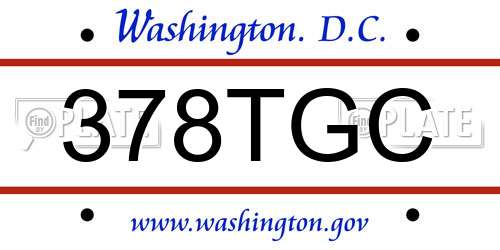 378TGC District Of Columbia License Plate