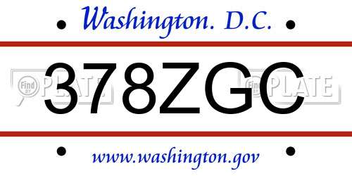 378ZGC District Of Columbia License Plate
