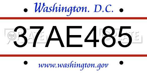37AE485 District Of Columbia License Plate