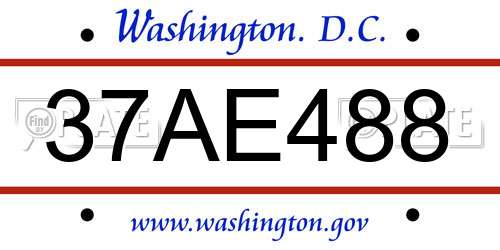 37AE488 District Of Columbia License Plate