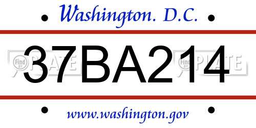 37BA214 District Of Columbia License Plate