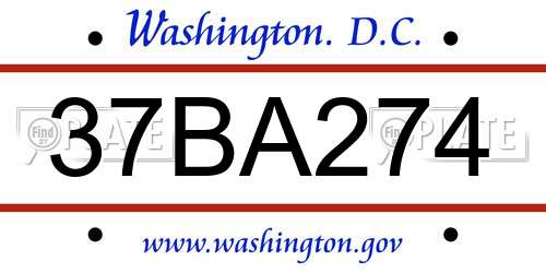 37BA274 District Of Columbia License Plate