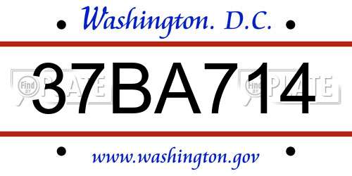 37BA714 District Of Columbia License Plate