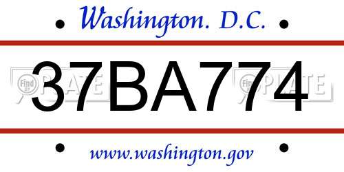 37BA774 District Of Columbia License Plate