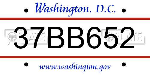 37BB652 District Of Columbia License Plate