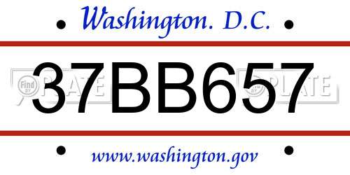 37BB657 District Of Columbia License Plate
