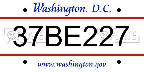 37BE227 District Of Columbia License Plate