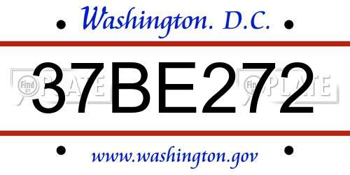 37BE272 District Of Columbia License Plate