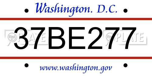 37BE277 District Of Columbia License Plate