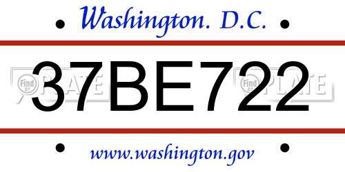 37BE722 District Of Columbia License Plate