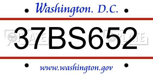 37BS652 District Of Columbia License Plate