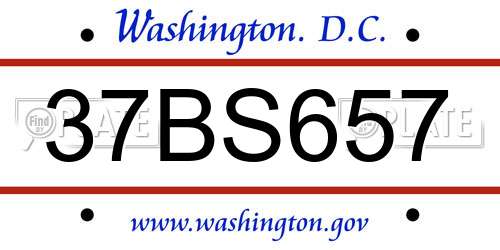 37BS657 District Of Columbia License Plate