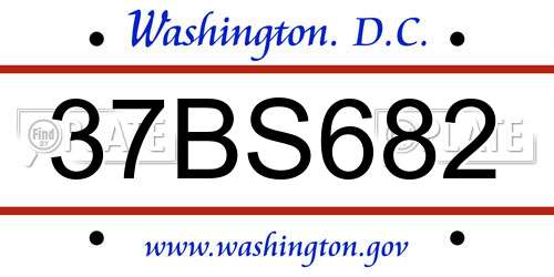 37BS682 District Of Columbia License Plate