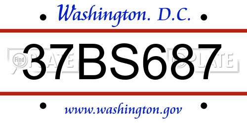37BS687 District Of Columbia License Plate
