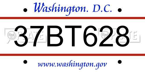 37BT628 District Of Columbia License Plate