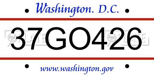 37GO426 District Of Columbia License Plate