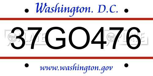 37GO476 District Of Columbia License Plate